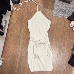 Elegant Cream Halter Dress